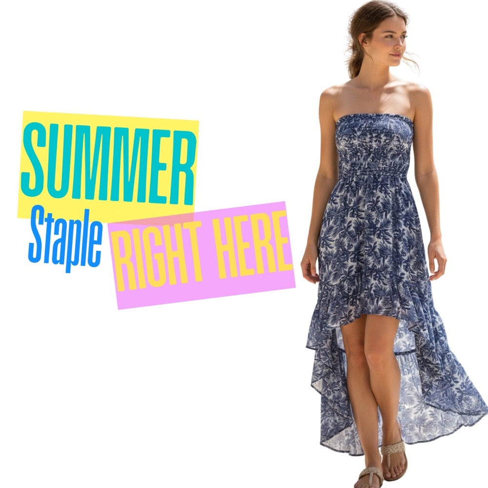 River Island Floral Strapless High-Low Dress - Picture 3 of 14